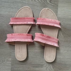 Lauren Conrad Pink/Coral Fringe Sandals
